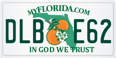 FL license plate DLBE62