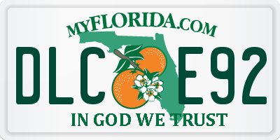 FL license plate DLCE92
