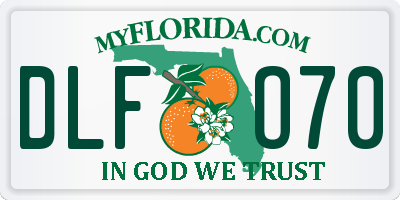 FL license plate DLFO70
