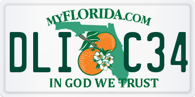 FL license plate DLIC34