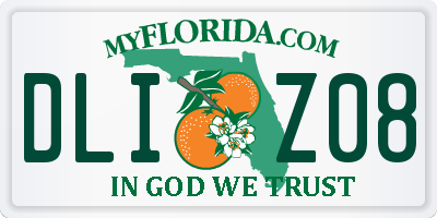 FL license plate DLIZ08