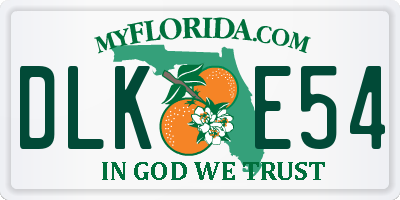 FL license plate DLKE54