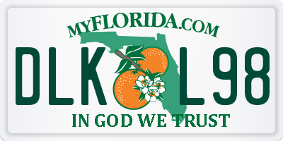 FL license plate DLKL98