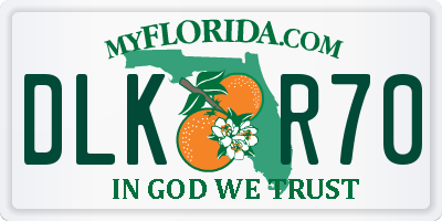 FL license plate DLKR70