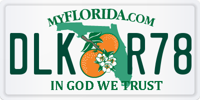 FL license plate DLKR78