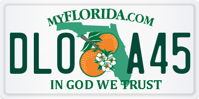 FL license plate DLOA45