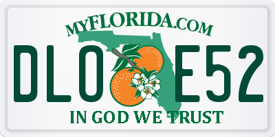 FL license plate DLOE52