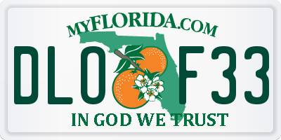 FL license plate DLOF33
