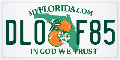 FL license plate DLOF85