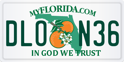 FL license plate DLON36