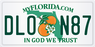 FL license plate DLON87