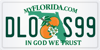 FL license plate DLOS99