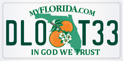 FL license plate DLOT33