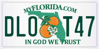 FL license plate DLOT47
