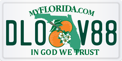 FL license plate DLOV88