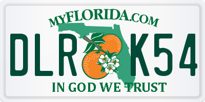 FL license plate DLRK54