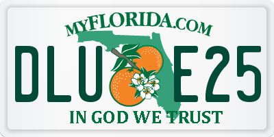 FL license plate DLUE25