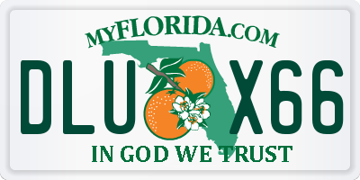 FL license plate DLUX66