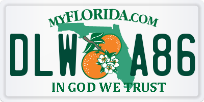 FL license plate DLWA86