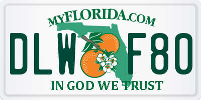 FL license plate DLWF80