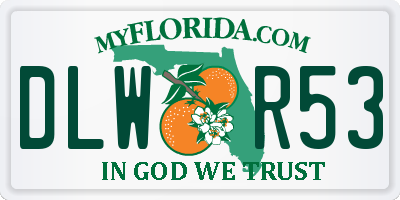 FL license plate DLWR53
