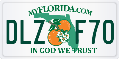 FL license plate DLZF70