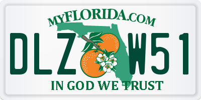 FL license plate DLZW51