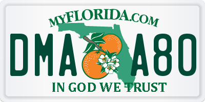 FL license plate DMAA80
