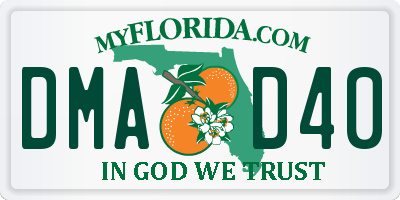 FL license plate DMAD40