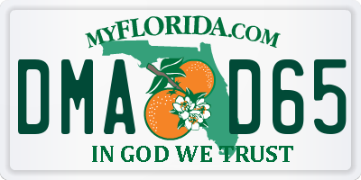FL license plate DMAD65