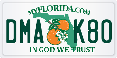 FL license plate DMAK80