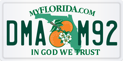 FL license plate DMAM92
