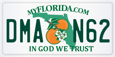 FL license plate DMAN62