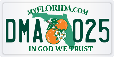 FL license plate DMAO25