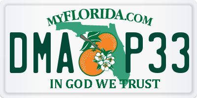 FL license plate DMAP33