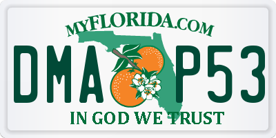 FL license plate DMAP53