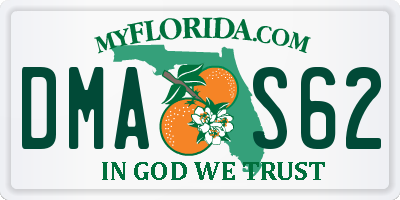 FL license plate DMAS62