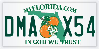 FL license plate DMAX54