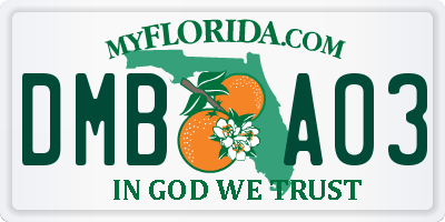 FL license plate DMBA03