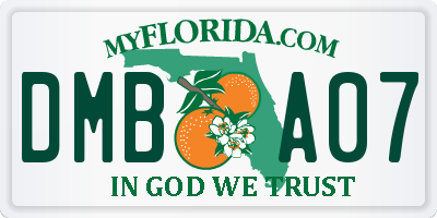 FL license plate DMBA07