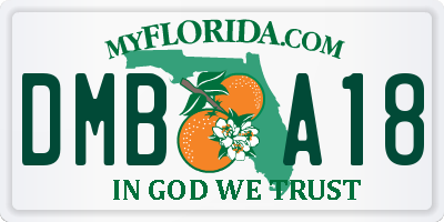 FL license plate DMBA18