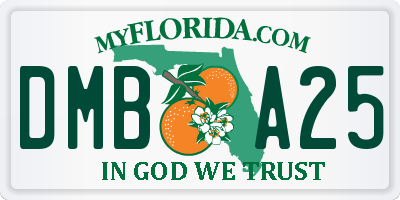 FL license plate DMBA25