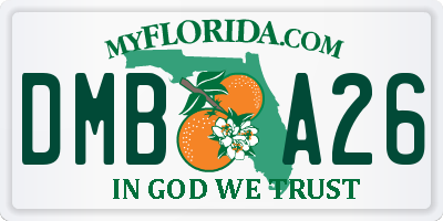 FL license plate DMBA26