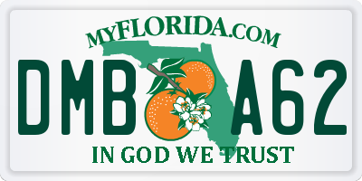 FL license plate DMBA62