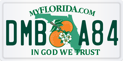 FL license plate DMBA84