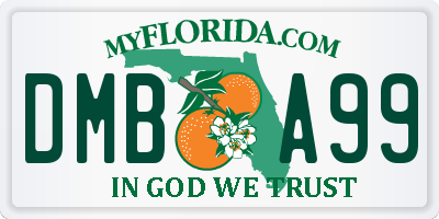 FL license plate DMBA99