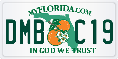 FL license plate DMBC19