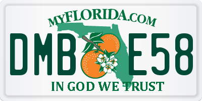 FL license plate DMBE58