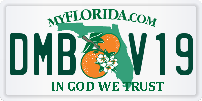 FL license plate DMBV19