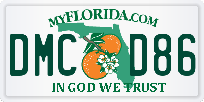 FL license plate DMCD86